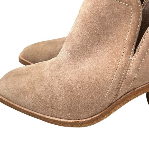 Jeffrey Campbell Rosalee Ankle Boots Women's 9 Suede Pull On Chunky Heel Beige - Picture 9 of 12